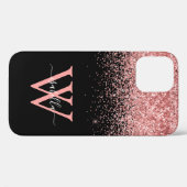 Roze Zwart Glitter Script Naam Case-Mate iPhone Case (Achterkant (horizontaal))