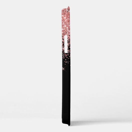 Roze Zwart Glitter Script Naam Case-Mate iPhone Case (Achterkant / Rechts)