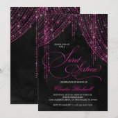 Roze Zwart Glitter Sweet 16 Verjaardag Kaart (Voorkant / Achterkant)