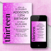 Roze Zwart Glitter Verjaardag Kaart