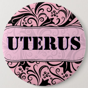 Roze & Zwart- GOP Uterus Obsessie- Pro-Democratisc Ronde Button 6,0 Cm