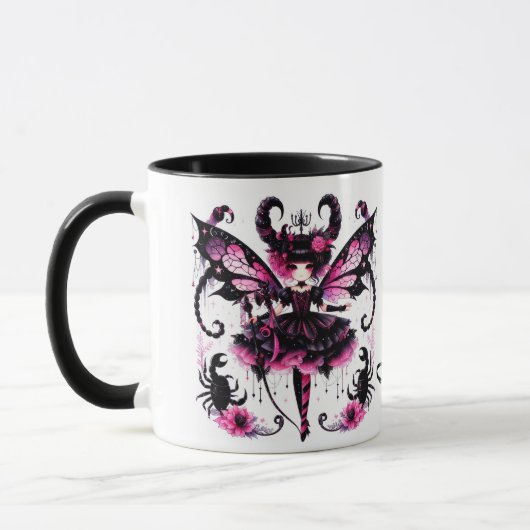 Roze Zwart Gothic Fairy Schorpioen Astrologie Zodi Mok (Links)