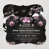 Roze Zwart Gotisch Roos & Skelet "samen met" Kaart (Voorkant / Achterkant)