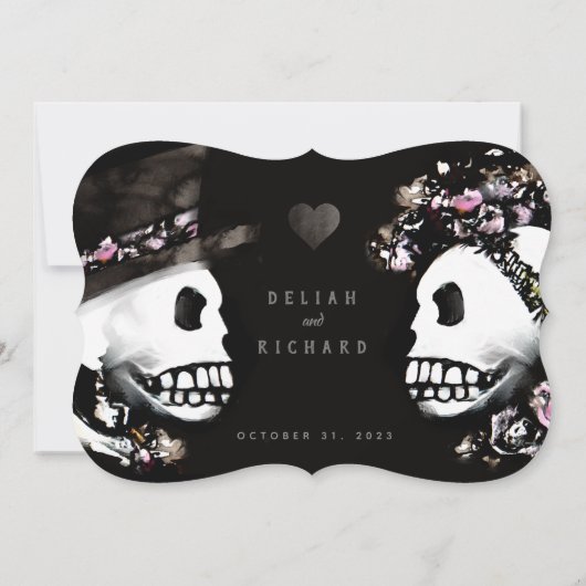 Roze Zwart Gotisch Roos & Skelet "samen met" Kaart (Achterkant)