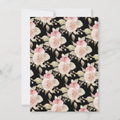 Roze Zwart Goud Bloemen Meisje Baby shower Brunch Kaart (Achterkant)
