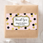 Roze Zwart Goud Confetti Bruiloft Labels (Insitu)