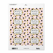 Roze Zwart Goud Confetti Bruiloft Labels (Full Sheet)