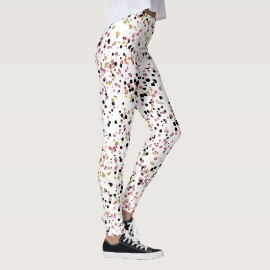Roze Zwart Goud Confetti Stippen Leggings (Rechts)