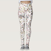 Roze Zwart Goud Confetti Stippen Leggings (Voorkant)