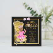 Roze Zwart Goud Etnische Prinses Baby shower Kaart (Staand voorkant)