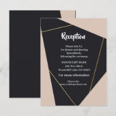 Roze zwart & goud geometrisch aankondigingskaart (Voorkant / Achterkant)