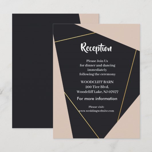 Roze zwart & goud geometrisch aankondigingskaart (Voorkant / Achterkant)