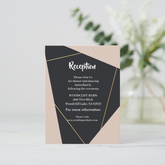 Roze zwart & goud geometrisch aankondigingskaart (Staand voorkant)