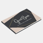 Roze zwart & goud geometrisch gastenboek (Hoek)