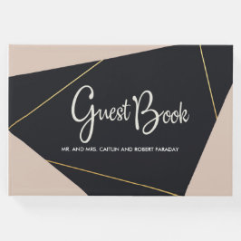 Roze zwart & goud geometrisch gastenboek