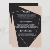 Roze zwart & goud geometrisch kaart (Voorkant / Achterkant)