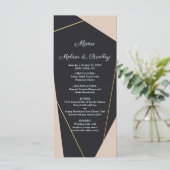 Roze zwart & goud geometrisch Menu (Staand voorkant)