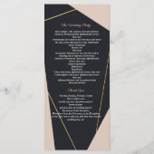 Roze zwart & goud geometrisch programmakaart (Achterkant)