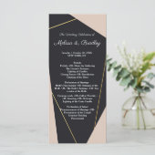 Roze zwart & goud geometrisch programmakaart (Staand voorkant)