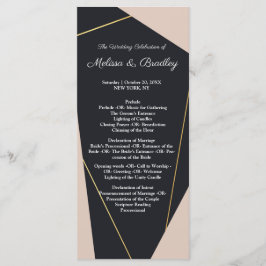 Roze zwart & goud geometrisch programmakaart