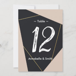 Roze zwart & goud geometrisch tabelnummer kaart