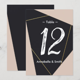 Roze zwart & goud geometrisch tabelnummer kaart
