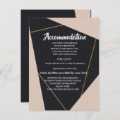 Roze zwart & goud geometrische accommodatie aankondigingskaart (Voorkant / Achterkant)
