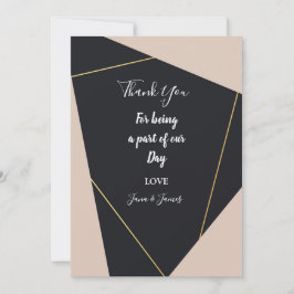 Roze zwart & goud geometrische dank u kaart