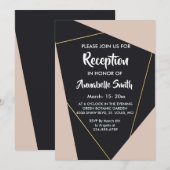 Roze zwart & goud geometrische receptie kaart (Voorkant / Achterkant)