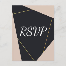 Roze zwart & goud geometrische RSVP Uitnodiging Briefkaart