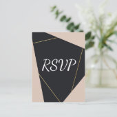 Roze zwart & goud geometrische RSVP Uitnodiging Briefkaart (Staand voorkant)