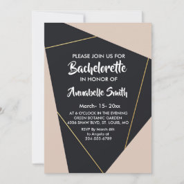 Roze zwart & goud geometrische vrijgezel kaart