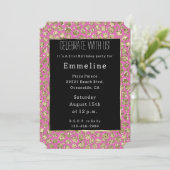 Roze Zwart Goud Glam Glitter Luipaard Kaart (Staand voorkant)