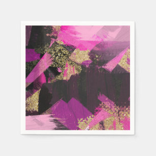 Roze Zwart Goud Glitter Moderne Borstel Glam Grung Servet