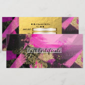 Roze Zwart Goud Glitters Moderne Cadeaubon (Voorkant / Achterkant)
