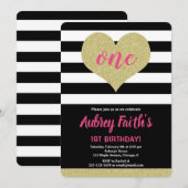 Roze Zwart Goud Hart Valentijnsdag Verjaardag Kaart (Voorkant / Achterkant)