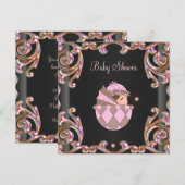 Roze Zwart Goud Kant Meisje Baby shower Kaart (Voorkant / Achterkant)