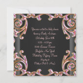 Roze Zwart Goud Kant Meisje Baby shower Kaart (Achterkant)