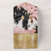 Roze Zwart Goud Koeienhuid All In One Uitnodiging (Buitenkant)