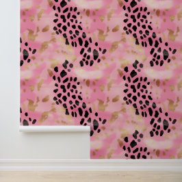 Roze Zwart Goud Luipaard Glam Behang
