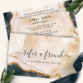 Roze Zwart Goud Marmer Waterverf Modern Aanbevelingskaartje