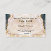 Roze Zwart Goud Marmer Waterverf Modern Aanbevelingskaartje (Achterkant)