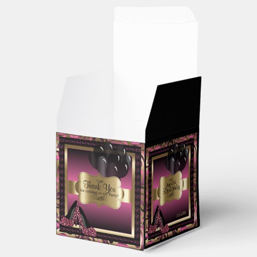 Roze, Zwart & Goud Metallic - 00ste verjaardag Bedankdoosjes (Geopend)