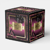 Roze, Zwart & Goud Metallic - 00ste verjaardag Bedankdoosjes (Achterkant)