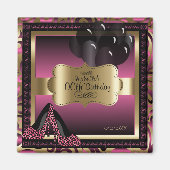 Roze, Zwart & Goud Metallic - 00ste verjaardag Magneet (Voorkant)