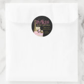 Roze Zwart Goud Paris Baby shower Dank u Ronde Sticker (Tas)