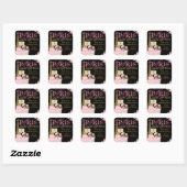 Roze Zwart Goud Paris Baby shower Dank u Vierkante Sticker (Vel)