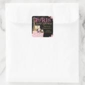 Roze Zwart Goud Paris Baby shower Dank u Vierkante Sticker (Tas)