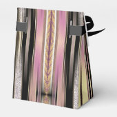 Roze Zwart Goud  Pinstripes Party Bedankdoosjes (Achterkant)