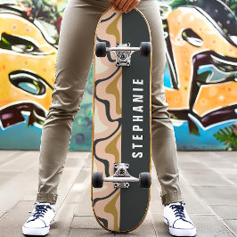 Roze Zwart Goud Retro Modern Abstract Marmeren Swi Persoonlijk Skateboard